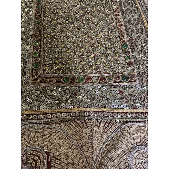Vtg Handmade Heavily Embellished Beaded Sequin Embroidered Table Runner Read - Picture 7 of 16
